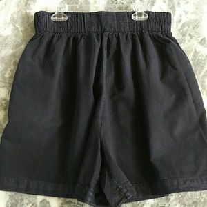 black cotton elastic waist shorts